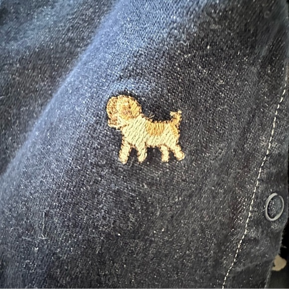 Baby boys size 3-6 months 100% cotton denim overalls with embroidered do… - Picture 3 of 4